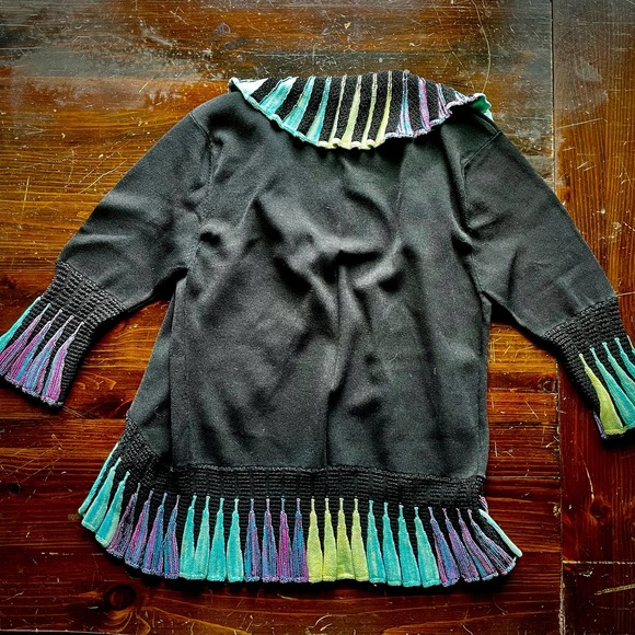 Rare Vintage 90s Pyramid Collection Rainbow 3/4 Sleeve Cardigan - Picture 7 of 10